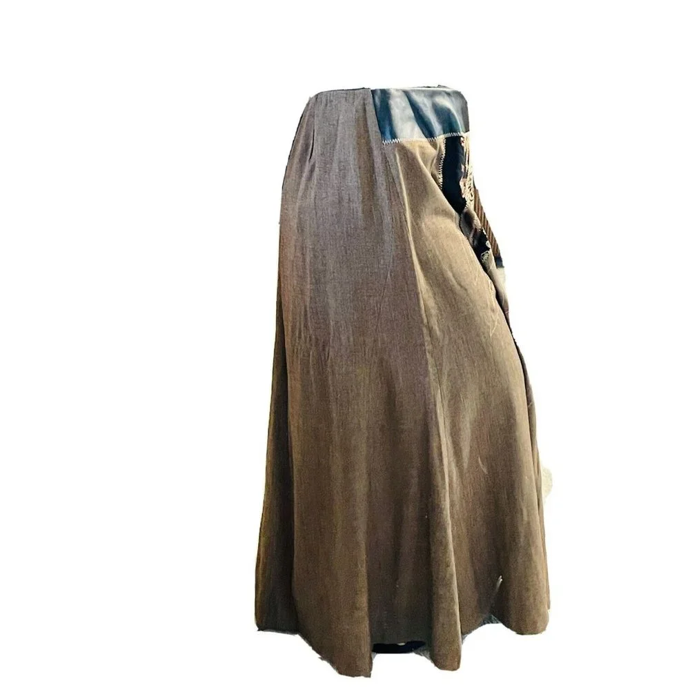 KOOS OF COURSE ART TO WEAR Skirt Tweed Animal Print Leather Women's Size 12 - Picture 3 of 10